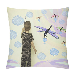 Personality  Concept Of Creativity Child. The Little Boy Pillow Covers