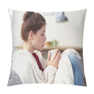 Personality  Woman Covered With A Blanket Pillow Covers