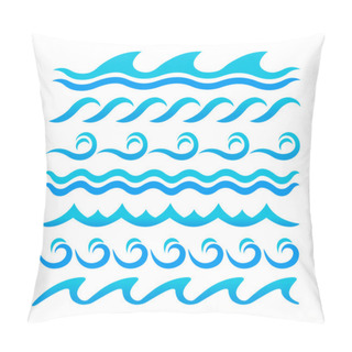 Personality  Water Waves Design Elements Vector Set Pillow Covers