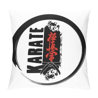 Personality  Vector Image Of A Calligraphy Of Karate Kyokushinkai In Traditional Japanese Style. Hieroglyphs - Kyokushinkai - Society Highest Truth. Symbol Of The Strongest Karate. Way Of An Empty Hand. Vector Illustration. Pillow Covers
