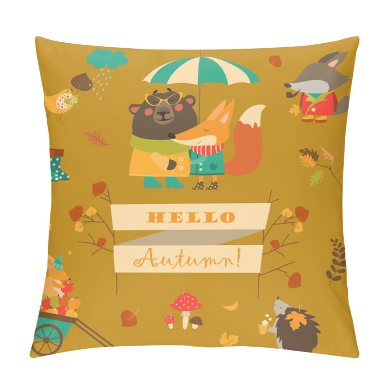 Personality  Set of cartoon characters and autumn elements pillow covers
