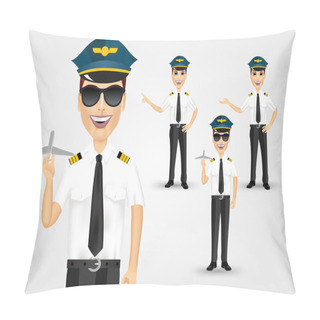Personality  Young Friendly Pilot With Sunglasses Pillow Covers