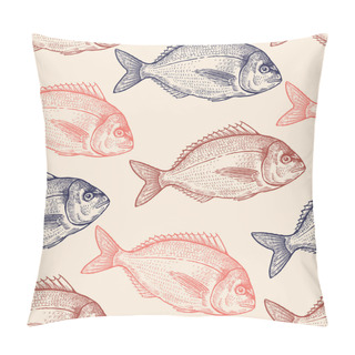 Personality  Seamless Vector Pattern With Fish. Pillow Covers