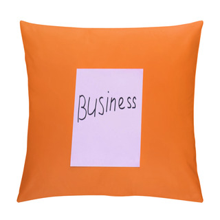 Personality  Top View Of Pale Violet Card With Business Lettering On Red Background Pillow Covers