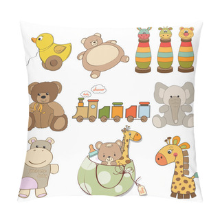 Personality  Illustration Of Different Toys Items For Baby Pillow Covers