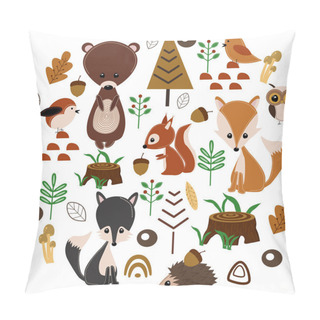 Personality  Poster With Forest Animals - Vector Illustration, Eps Pillow Covers