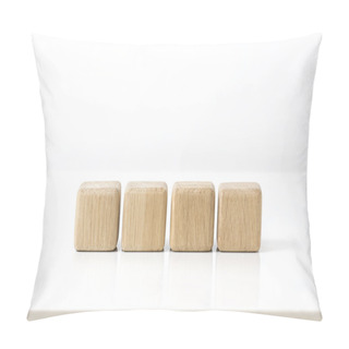 Personality  Four Wooden Cubes On White Table. Pillow Covers