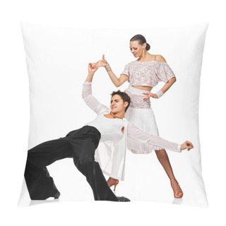 Personality  Sensual Couple Dancing Salsa. Latino Dancers In Action. Isolated Pillow Covers