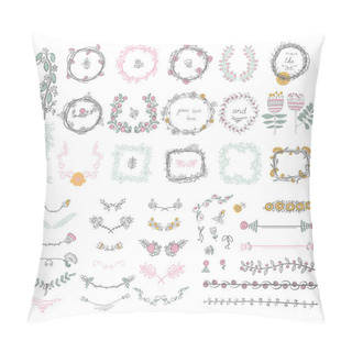 Personality Set Of Floral Design Elements Pillow Covers