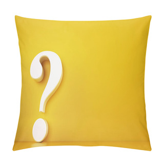 Personality  Big White Question Mark On A Yellow Background. 3D Rendering Pillow Covers