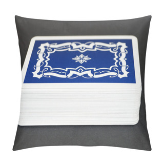 Personality  Deck Of Tarot Cards Close-up On Black Background Pillow Covers