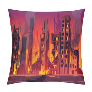 Personality  City In Fire, War Destroy Burning Broken Buildings Pillow Covers