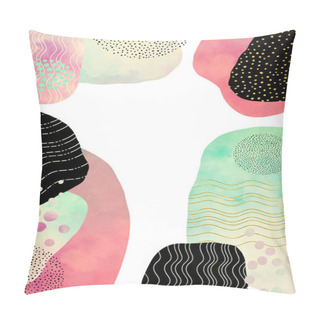 Personality  Abstract Watercolor Background With Black Pink And Green Blob Shapes And Forms With Wavy Line And Dot Pattern Design Elements In Modern Art Style Border Pillow Covers