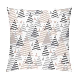 Personality  Natural Baige And Gray Colors Modern Style Vector Illustration For Surface Design. Abstract Seamless Pattern With Striped Triangle Motif. Pillow Covers