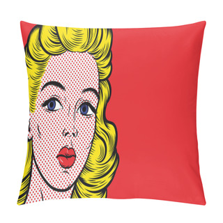 Personality  Cute Blond Girl A Little Surprised Pillow Covers