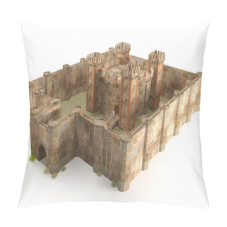 Personality  3d Render Stone Brick Stronghold Isolated On White Background Pillow Covers