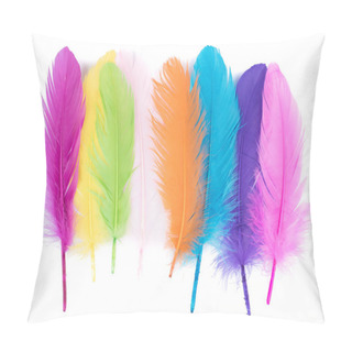 Personality  Soft Fluffy Bird Feather Isolated On White Pillow Covers