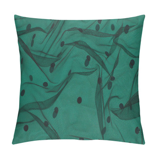 Personality  A Mix Of Luxurious Fabrics, Fine Mesh Texture With Dots Over Emerald Green Background. Pillow Covers