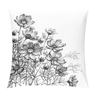 Personality  Cosmos Flowers Hand Drawing Pillow Covers