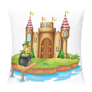 Personality  A Castle With An Old Man Inside A Pot Of Coins Pillow Covers