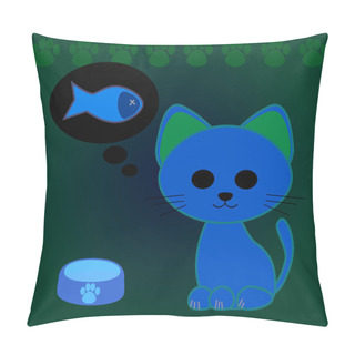Personality  Cat Dream About Eating Fish Pillow Covers