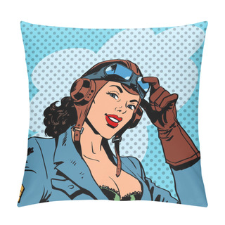 Personality  Pin Up Girl Pilot Aviation Army Beauty Pop Art Retro Pillow Covers