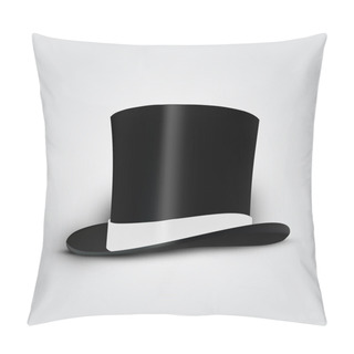 Personality  Black Cylinder Hat With White Ribbon. Vector Illustration. Pillow Covers