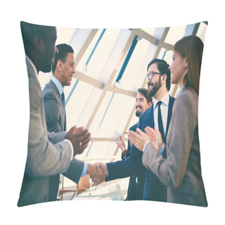 Personality  Business Partners Greeting Each Other Pillow Covers