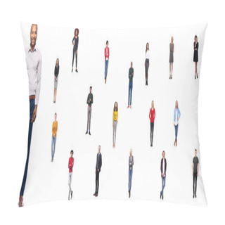 Personality  Set Of Multi-ethnic People Is Posing On White Background Pillow Covers