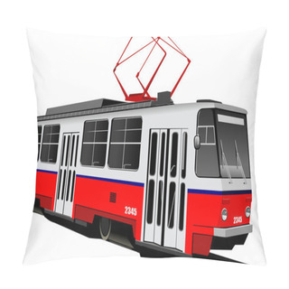 Personality  City Transport. Tram. Colored Vector Illustration For Designers Pillow Covers