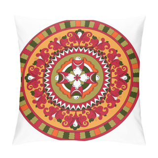 Personality  Russian Traditional Circle Ornament With Flowers Of Severodvinsk Region Pillow Covers