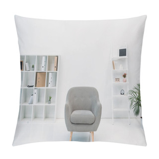 Personality  Modern Office Interior With Grey Armchair And Folders On Shelves Pillow Covers
