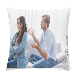 Personality  Woman Sulking While Her Partner Is Talking To Her Pillow Covers
