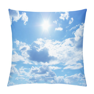 Personality  Sun In A Blue Cloudy Sky Pillow Covers