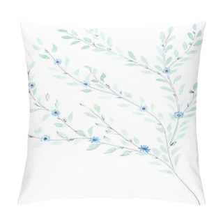 Personality  Branch With Small Leaves - Watercolor. Decorative Compositionon The Background Of Watercolor. Floral Motifs. Use Printed Materials, Signs, Items, Websites, Maps, Posters, Postcards, Packaging. Pillow Covers