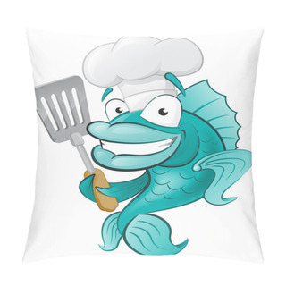 Personality  Chef Fish With Spatula. Pillow Covers