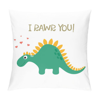 Personality  Cute Cartoon Dino Illustration. Be Wild And Free Pillow Covers