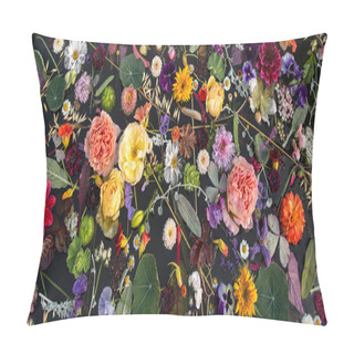 Personality  Multicolored Flowers In Water , Black Background Pillow Covers
