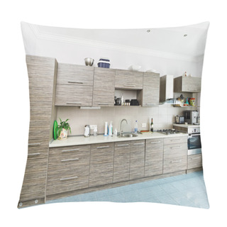 Personality  Modern Minimalism Style Kitchen Interior With Patterned Gray Furniture Pillow Covers