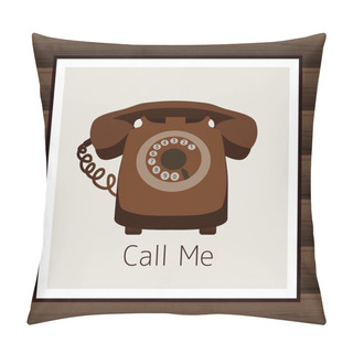 Personality  Card With Vintage Phone. Vector Illustration Pillow Covers