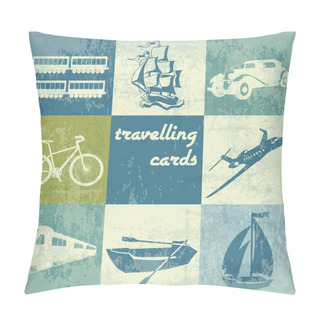Personality  Vintage Traveling Cards Vector Illustration   Pillow Covers