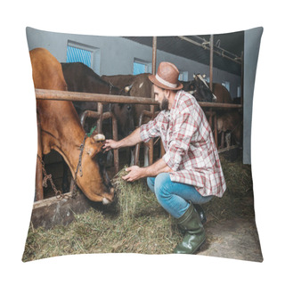 Personality  Male Farmer Feeding Cows Pillow Covers