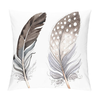 Personality  Bird Feathers From Wing Isolated On White. Watercolor Background Illustration Set. Pillow Covers