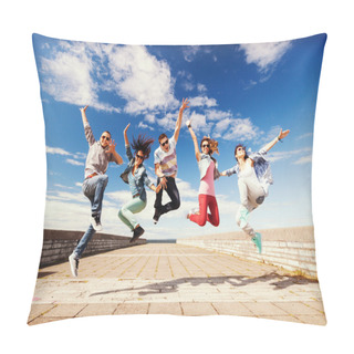 Personality  Group Of Teenagers Jumping Pillow Covers