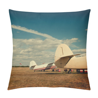 Personality  Planes Stand In The Autumn Field. Pillow Covers