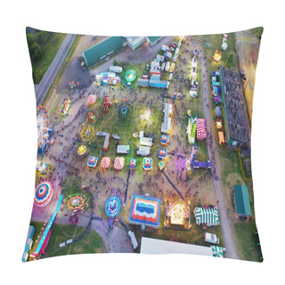 Personality  An Aerial View Of A Fair As Darkness Falls Pillow Covers