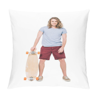 Personality  Handsome Young Man With Skateboard Pillow Covers