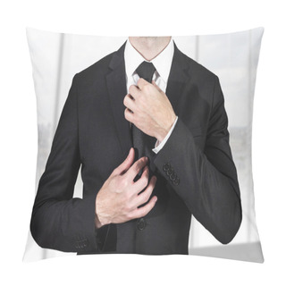 Personality  Businessman Correcting Necktie Pillow Covers