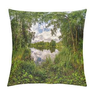 Personality  Full Seamless Spherical Hdri Panorama 360 Degrees Angle View On Pedestrian Walking Path Among The Bushes Of Forest Near River Or Lake In Equirectangular Projection, Ready VR AR Virtual Reality Content Pillow Covers