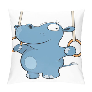 Personality  Hippo Performing On Rings Pillow Covers